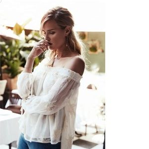 ASTR embroidered off the shoulder top